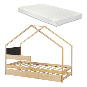 Kinderbed Sodankylä met onderschuifbed en matrassen 90x200 cm [en.casa]