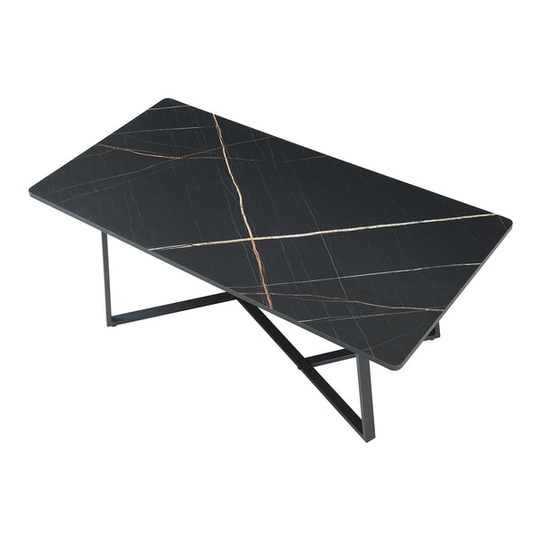 Table basse Riskiften 120 x 60 x 48 cm aspect marbre noir [en.casa]