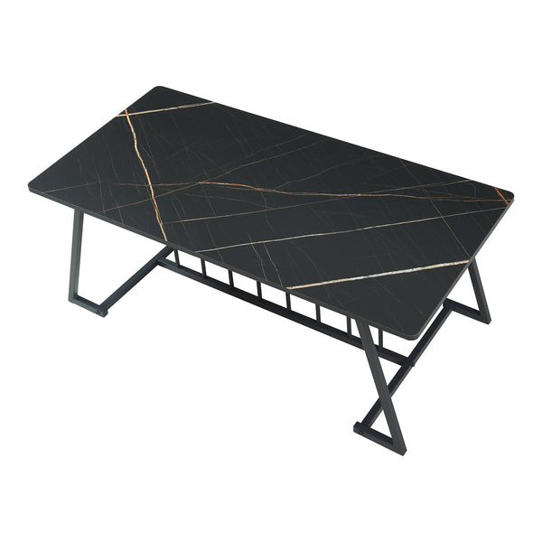 Table basse Nospoo acier aspect marbre noir [en.casa]

