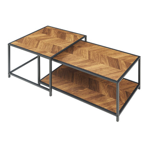 Ensemble de 2 tables basses gigognes Kurghore noir effet chêne foncé [en.casa]