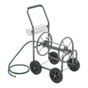 Slangwagen met handmatige haspel voor tuinslang max. 65m staal grijs pro.tec
