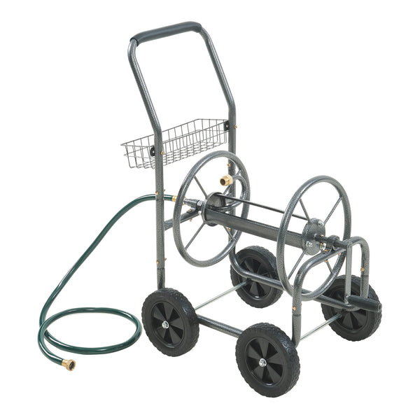 Slangwagen met handmatige haspel voor tuinslang max. 65m staal grijs pro.tec