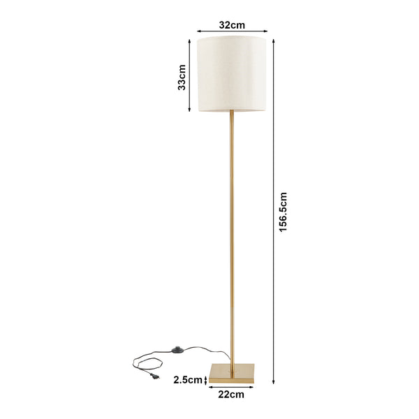 Lampadaire Fildholm hauteur 157 cm couleur laiton / effet lin lux.pro 