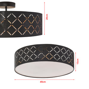 Plafonnier Bay avec 3 douilles E27 noir blanc lux.pro 