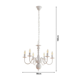 Kroonluchter Berkeley 6-lichts klassiek vintage wit lux.pro