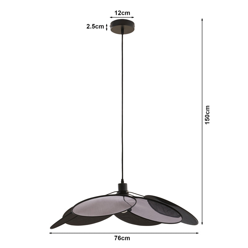 Croquis coté Suspension Blackwood métal / tissu noir lux.pro