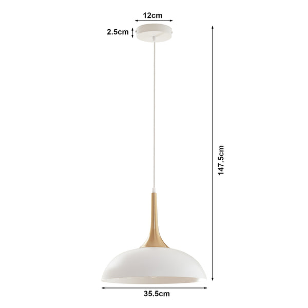 Hanglamp Blairgowrie E27 metalen lampenkap wit en messing lux.pro