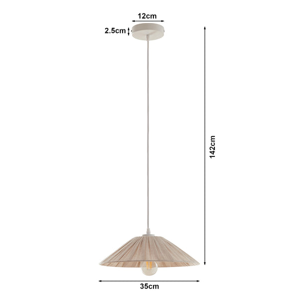 Hanglamp Bridge E27 stoffen lampenkap wit en beige lux.pro