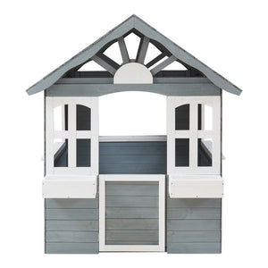 Cabane de jeu d'extérieur Vesa 138 x 120 x 102 cm bois de sapin gris blanc casa.pro
