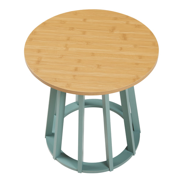 Bijzettafel Lensuu 48x48 cm rond eikenkleurig en pastellgroen [en.casa]