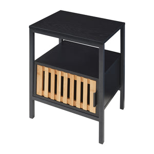 Table de chevet Luniehti 58 x 40 x 33 cm noir naturel [en.casa]