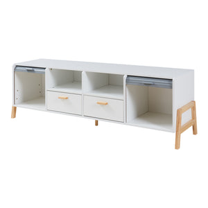 Meuble TV Kvaefjord 160 x 40 x 52 cm blanc gris naturel [en.casa]