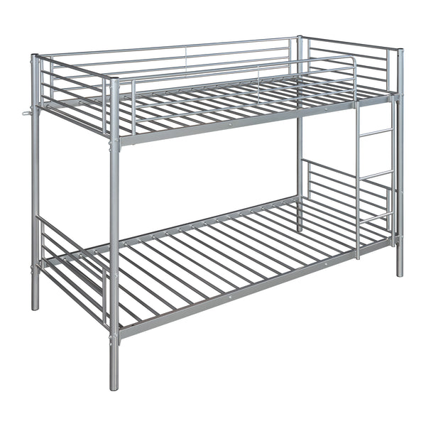 Stapelbed Soppsar met matrassen 90x200 cm zilverkleurig [en.casa] [neu.haus]