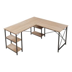 Bureau Klirurud L-vormig of recht bureau eikenkleurig en zwart [en.casa]