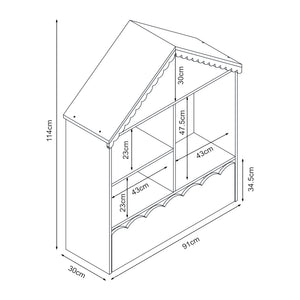 Kinderrek Vestnes in huisvorm 114x91x30 cm wit en roze [en.casa]