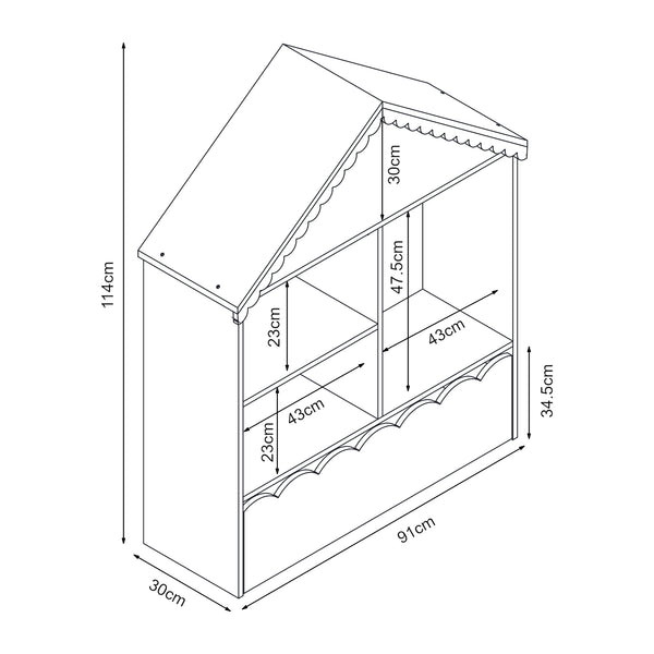 Kinderrek Vestnes in huisvorm 114x91x30 cm wit en roze [en.casa]