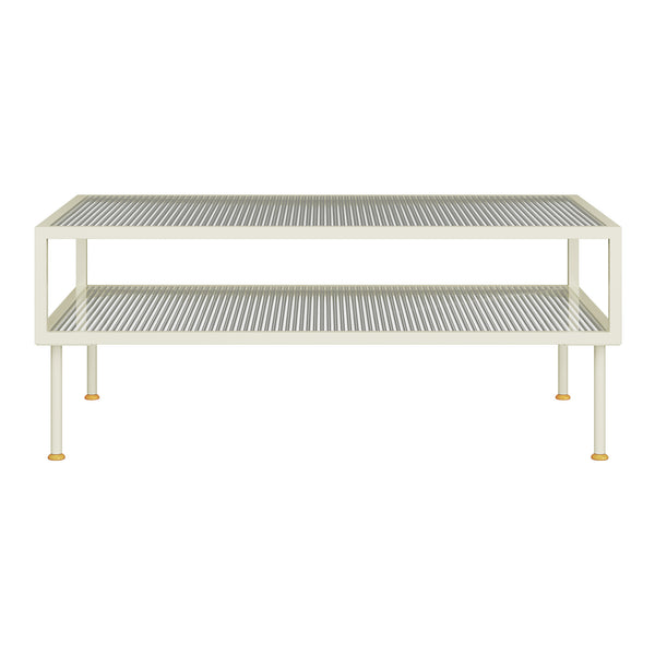 Table basse Lindau acier verre 100 x 50 x 46 cm blanc crème [en.casa] 