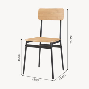 Eetkamerset Pollenev 5-delig eikenkleurig en zwart [en.casa]