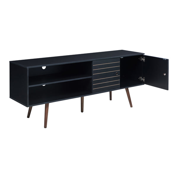 Tv meubel Vare 160x40x66 cm zwart en walnootkleurig [en.casa]