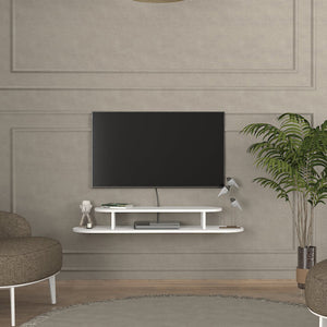 Meuble TV Targema mural 120 x 30 x 16 cm blanc [en.casa] 