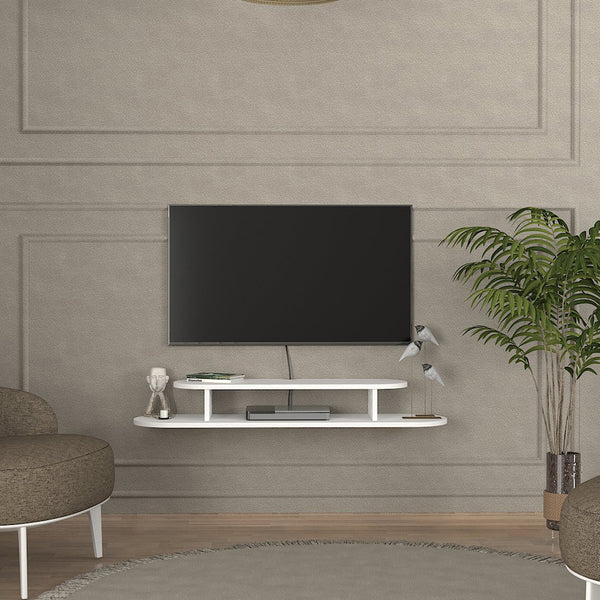 Meuble TV Targema mural 120 x 30 x 16 cm blanc [en.casa] 