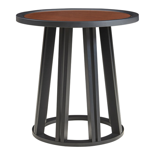 Bijzettafel Burgess 51xØ51 cm zwart en walnootkleurig [en.casa]