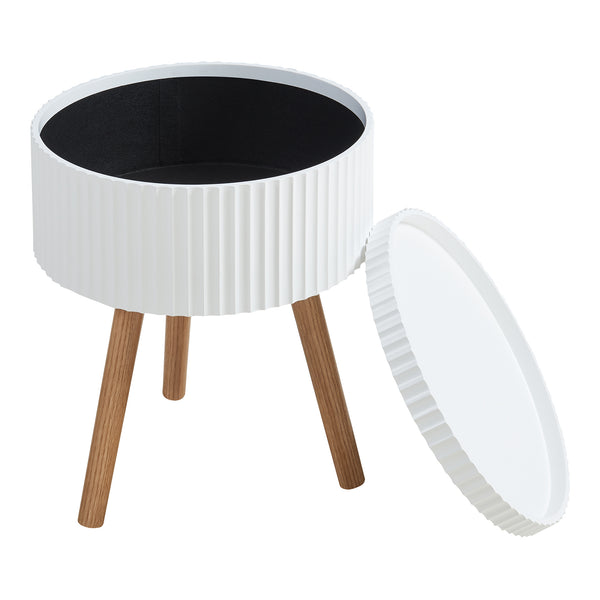 Table d'appoint Bongard avec compartiment de rangement 48 x 38 cm blanc [en.casa]