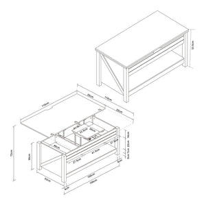 Table basse Kasama 110 x 55 x 54 cm effet noyer blanc [en.casa]