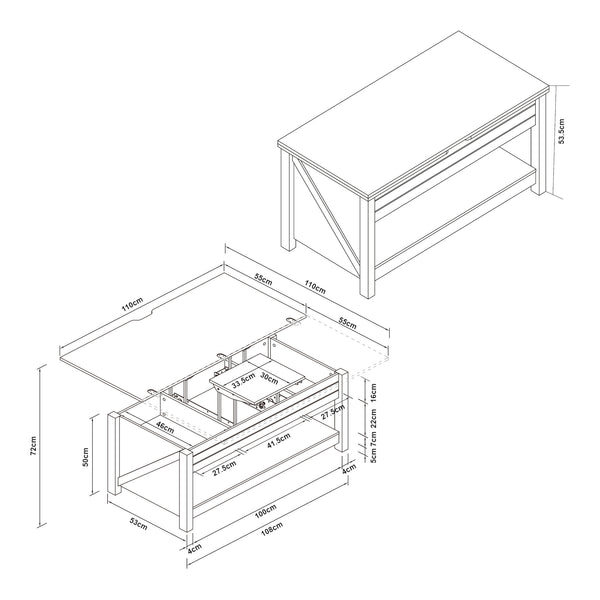 Table basse Kasama 110 x 55 x 54 cm effet noyer blanc [en.casa]