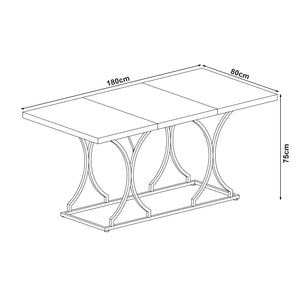 Table à manger Figa pour 6 personnes effet marbre blanc / doré [en.casa] 