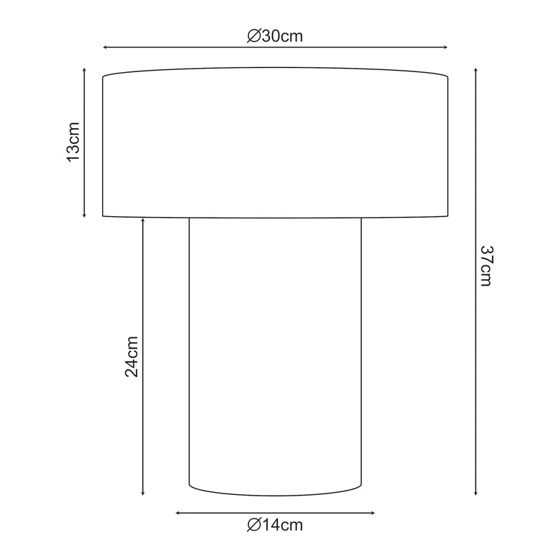 Croquis coté Lampe de table Kömn E27 37 x 30 cm marron lux.pro