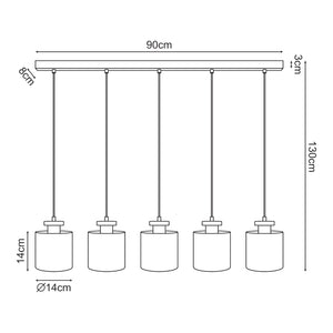 Suspension Posdand 5 x E27 40 W Hauteur max 130 cm noir [lux.pro]