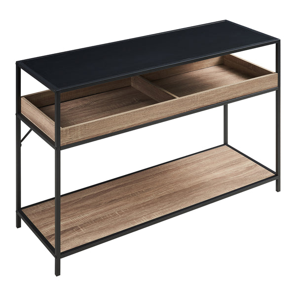 Consoletafel Belana 110x40x80 cm zwart en eikenkleurig [en.casa]
