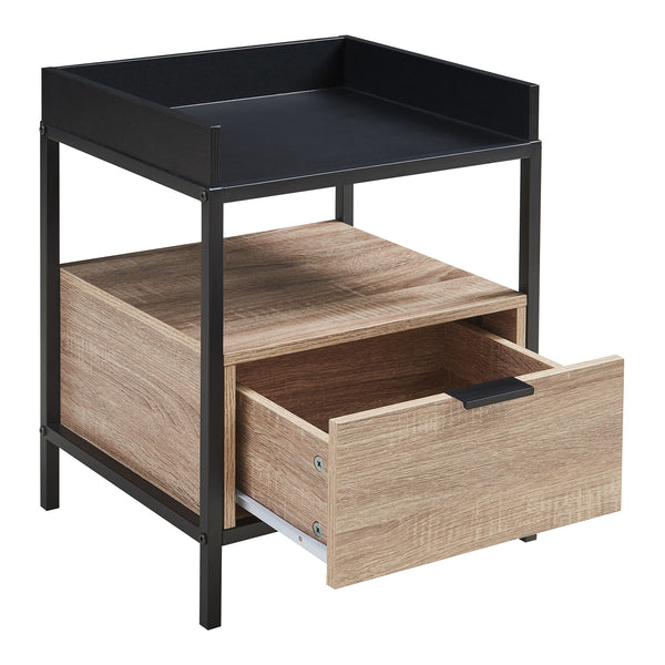 Table de chevet Belana 51 x 40 x 35 cm noir / effet chêne [en.casa]