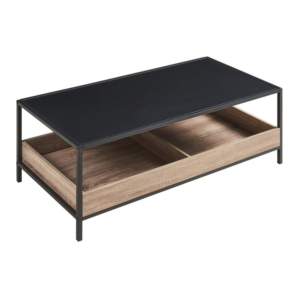 Table basse Belana 100 x 48 x 39 cm noir effet chêne [en.casa]