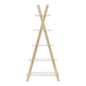 Kinderboekenkast Vanlilu 145x65x32 cm naturel en wit [en.casa]