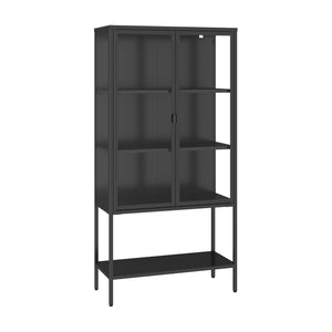 Vitrinekast Borshavisa staal 160x80x35 cm zwart [en.casa]