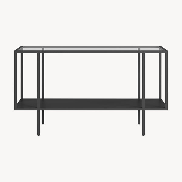 Salontafel Nynna gehard glas 90x50x50 cm zwart [en.casa]