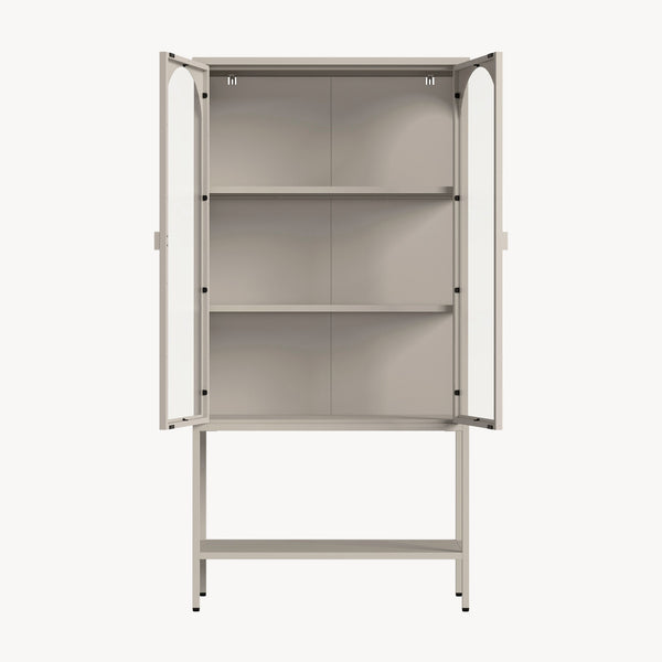 Vitrinekast Klippestad 160x80x35 cm camel [en.casa] 