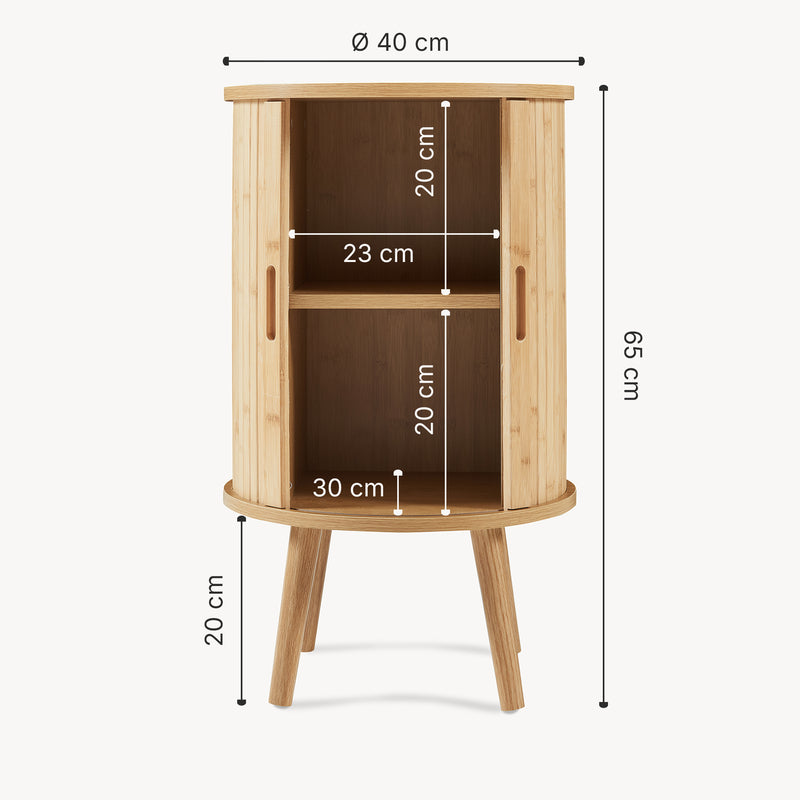 Croquis coté Table de chevet Nordkapp 65 x 40 cm naturel [en.casa]
