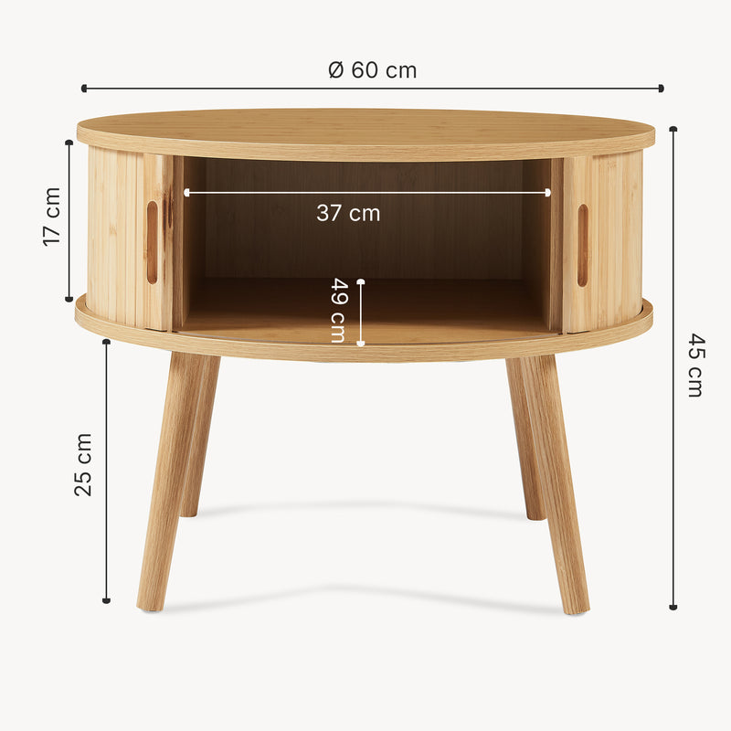 Croquis coté Table de chevet Nordkapp II 45 x 60 cm naturel [en.casa]