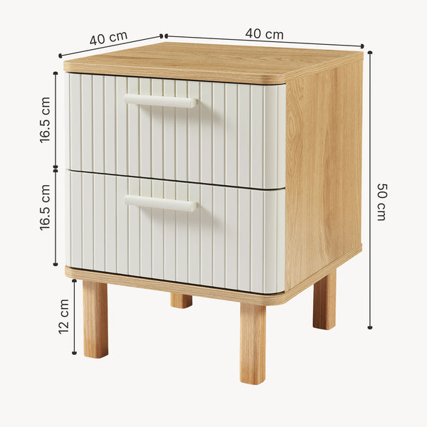 Table de chevet Ferrersp 50 x 40 x 40 cm effet chêne / couleur sable [en.casa] 