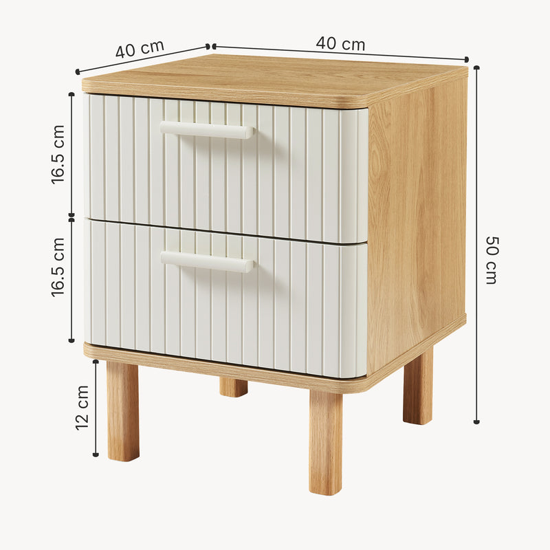 Croquis coté Table de chevet Ferrersp 50 x 40 x 40 cm effet chêne / couleur sable [en.casa] 