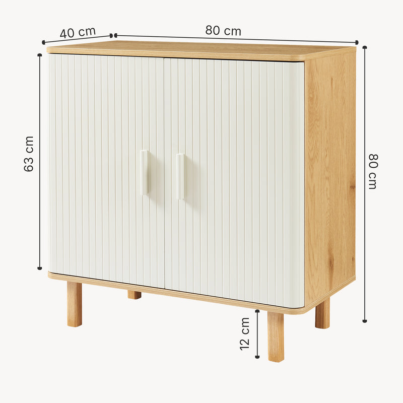 Maatschets Commode Ferrersp 80x80x40 cm eikenkleurig havermout en naturel [en.casa]