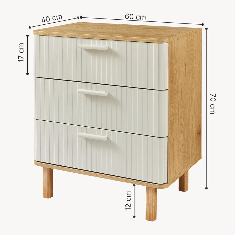 Maatschets Commode Ferrersp 70x60x40 cm eikenkleurig havermout en naturel [en.casa]