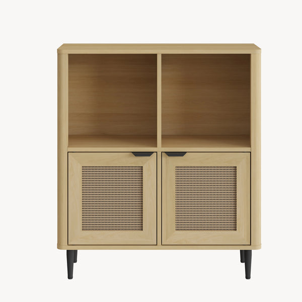 Commode Lukhomso 85x75x30 cm eikenkleurig en zwart [en.casa] 