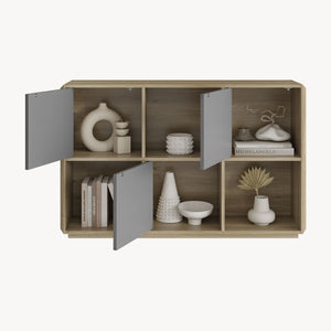 Buffet Trömi 75 x 120 x 30 cm effet chêne gris [en.casa]