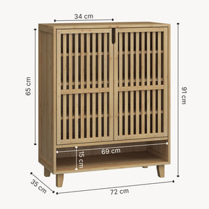 Armoire à chaussures Sirgerg 91 x 72 x 35 cm bambou naturel [en.casa]