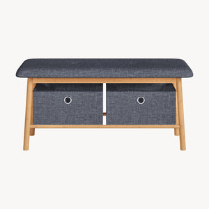 Banc à chaussures Vad bambou 90 x 30 x 45 cm naturel gris [en.casa]