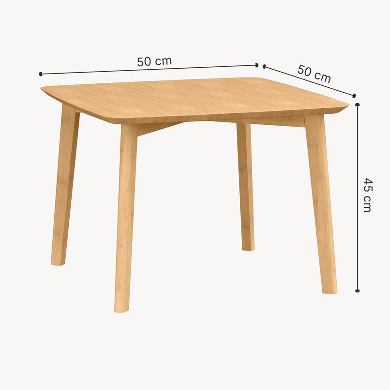 Maatschets Bijzettafel Haad bamboe vierkant 45x50x50 cm naturel [en.casa]